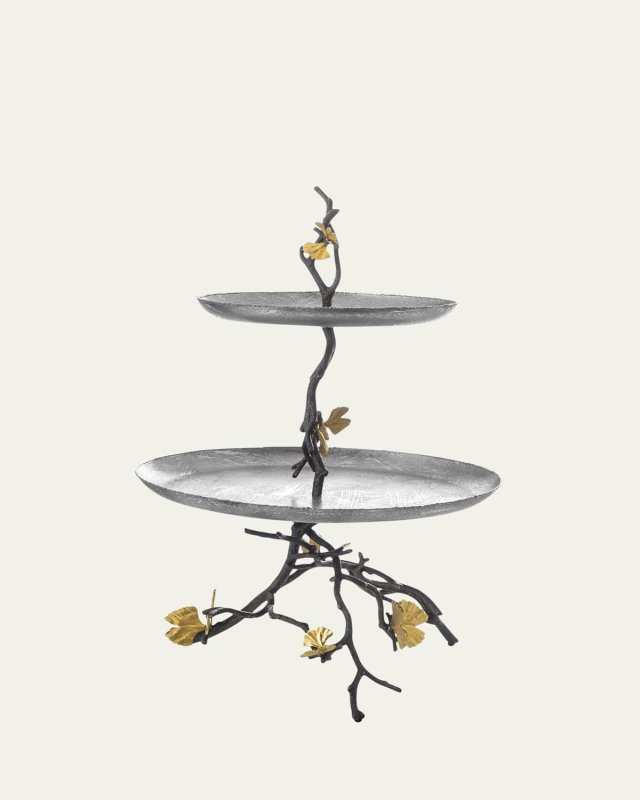 Butterfly Ginkgo 2 Tier Etagere